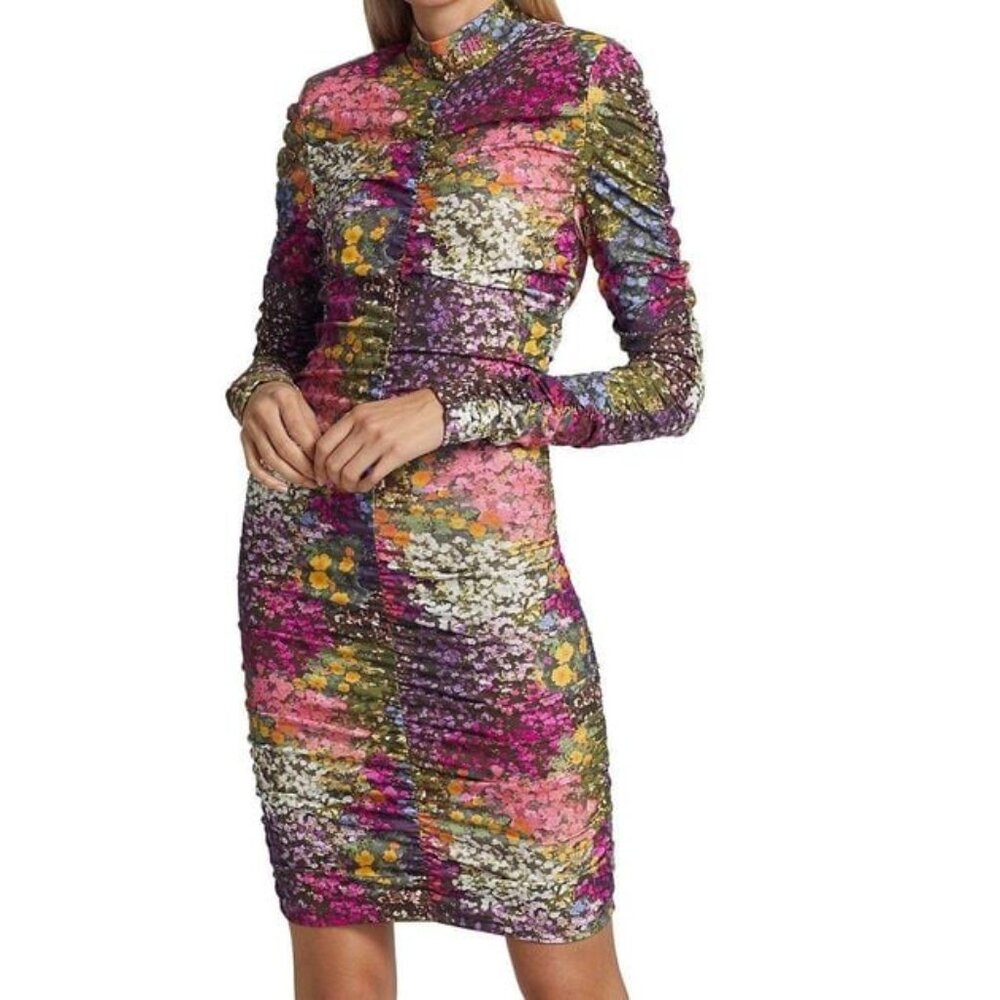 ROTATE BIRGER CHRISTENSEN ! Tatiana Floral-Print Stretch-Jersey Mini Dress/EU34